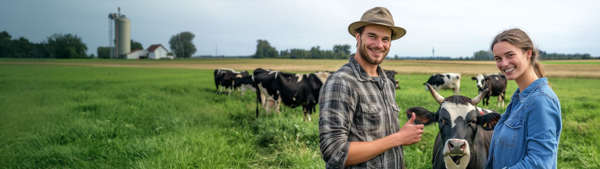 Bild mit einer Kuh und einer Frau und einem Mann und die kuscheln aber nicht der Mann und die Frau kuscheln sondern die Frau und die Kuh aber der Mann will auch dabei sein. Armes Würstchen...